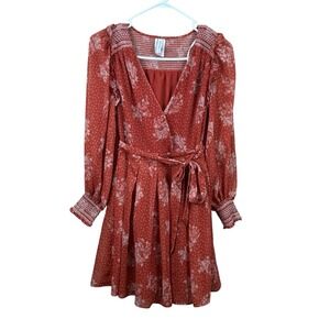 Steele Prater Dress Womens Size Medium Anthropologie Rust Ivory EUC